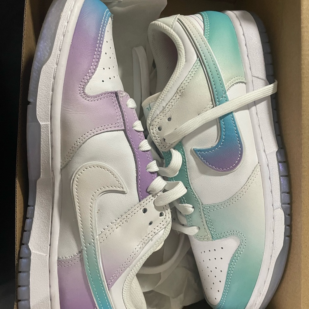 Nike Women's Sneakers - White, Purple, and Green